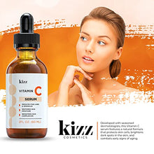 Load image into Gallery viewer, KIZZ Vitamin C Serum - Facial Skin Care Formulated with Hyaluronic Acid, Vitamin E, Aloe, Jojoba Oil & Witch Hazel - For Brightening & Moisturizing Skin - Helps Lift Fine Lines, Wrinkles - 2 fl. Oz