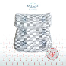 Load image into Gallery viewer, Blue Coast Collection–Bath Pillow for Tub with Konjac Sponge–Large Size for Bathtub, Hot Tub, Jacuzzi, and Home Spa–Non-slip Luxury Support for Head, Neck, Back and Shoulders, 6 Strong Suction Cups
