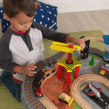 Load image into Gallery viewer, KidKraft Transportation Station Wooden Train Set and Table with Airport, Helicopter, 58 Pieces Included, Gift for Ages 3+