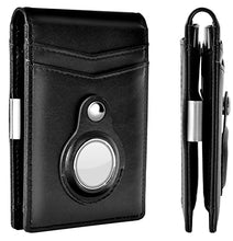 Load image into Gallery viewer, AirTag Wallet Holder Mens Slim Wallet with Money Clip, RFID Blocking Bifold Credit Card Holder for Men (Black)