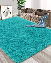 Load image into Gallery viewer, Foxmas Ultra Soft Fluffy Area Rugs for Bedroom Kids Room Plush Shaggy Nursery Rug Furry Throw Carpets for Boys Girls, College Dorm Fuzzy Rugs Living Room Home Decorate Rug, 3ft x 5ft, Turquoise Blue