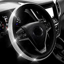 Load image into Gallery viewer, New Diamond Leather Steering Wheel Cover with Bling Bling Crystal Rhinestones, Universal Fit 15 Inch Car Wheel Protector for Women Girls,Black