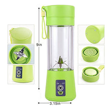 Load image into Gallery viewer, Portable blender Personal 6 Blades Juicer Cup Household Fruit Mixer, With Magnetic Secure Switch, USB Charger Cable 380ML(Green)