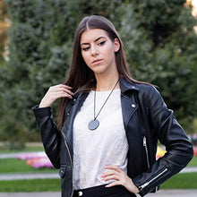 Load image into Gallery viewer, Heka Naturals Shungite Pendant Necklace, Circle EMF Protection Pendant | Shungite Jwelry is Trendy and Used for Chakra and Energy Balancing | Circle