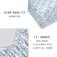 Load image into Gallery viewer, Softan King Bed Sheet Set, 4 PC Green Leaves Printed Brushed Microfiber Elegant Bedding Set, 1 Flat Sheet,1 Deep Pocket Fitted Sheet, and 2 Pillow Cases, Breathable & Silky Soft Feeling Sheets
