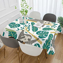 Load image into Gallery viewer, ALAZA Cute Sloths Tropical Palm Leaves Tablecloth Fabric Table Cover Rectangle Tablecloth 60 x 120 inch