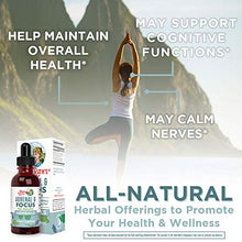 Load image into Gallery viewer, Nootropic Focus Supplement for Adults | USDA Organic Brain Supplement with Ginkgo Biloba & Astragalus | Focus & Adrenal Support | Brain and Memory Drops | Vegan | Non-GMO | Gluten Free | 30 Servings