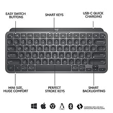 Load image into Gallery viewer, Logitech MX Keys Mini Minimalist Wireless Illuminated Keyboard, Compact, Bluetooth, Backlit, USB-C, Compatible with Apple macOS, iOS, Windows, Linux, Android, Metal Build - Graphite