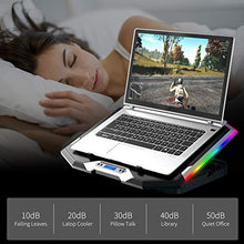 Load image into Gallery viewer, ICE COOREL Gaming Laptop Cooling Pad 15 -17.3 Inch, RGB Laptop Cooler Pad with 6 Cooling Fans, Laptop Cooling Stand with 6 Height Adjustable, Laptop Fan with LCD Screen, Two USB Ports, Phone Stand