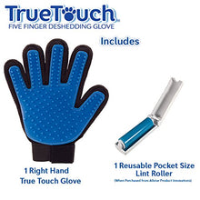 Load image into Gallery viewer, True Touch Five Finger Deshedding Glove- Premium Version, Gentle Grooming Glove Great Cats & Dogs with Long or Short Fur- Includes 1 Authentic Right-Hand True Touch Glove & 1 Lint Roller
