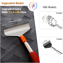 Load image into Gallery viewer, Back Scratcher Long Oversize, Azymi Telescoping Back Scratcher for Men Adults Extendable with Wood Handle Massage Roller, 304 Stainless Steel Extra Wide Claw Sturdy Manual Back Scratcher Back Massager