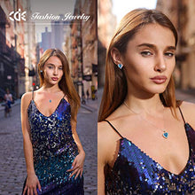 Load image into Gallery viewer, CDE Sterling Silver Jewelry Sets for Women Heart Necklaces and Earrings Crystals from Austrian Crystals Blue Jewel Mothers Day Jewelry Gifts for Women