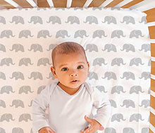 Load image into Gallery viewer, The Peanutshell Elephant Walk Crib Bedding Set | 3 Piece Unisex Nursery Set | Crib Quilt, Crib Sheet, Crib Skirt Included