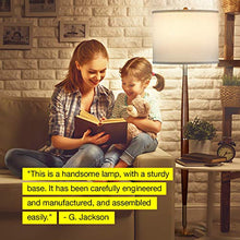 Load image into Gallery viewer, Brightech Lucas - Mid Century Modern Floor Lamp For Bedroom Reading - Brighten Living Room Corners with A Free Standing Light - Tall Office Lighting With Drum Shade & Handsome Wood Finish