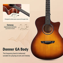 Load image into Gallery viewer, Donner Acoustic Guitar Beginner Full Size 41 Inch Soild Spruce Top Cutaway Grand Auditorium Adult Starter Bundle Kit with Gig Bag Strap Tuner Capo Pickguard String 4 Picks Cloth Right Hand