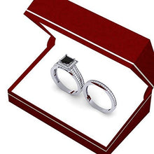 Load image into Gallery viewer, Dazzlingrock Collection 1.35 Carat (ctw) 14K Black & White Diamond Split Shank Halo Engagement Ring Set, White Gold, Size 8