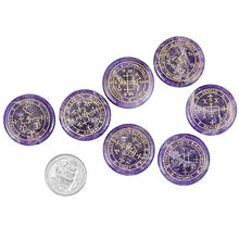 Load image into Gallery viewer, mookaitedecor 7 Piece Amethyst Stones with Engraved Magic Archangel Symbol Polished Palm Stone for Reiki Crystal Healing