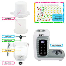 Load image into Gallery viewer, EVLA'S Double Baby Food Maker, Food Processor with 2 Steaming Baskets, Blender, Grinder, Steamer, Cooks & Blends Healthy Homemade Baby Food in Minutes, Touch Screen Control, with 6 reusable food pouches, White
