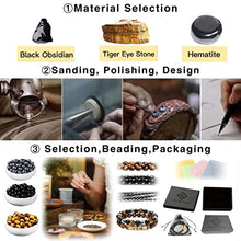 Load image into Gallery viewer, 2Pcs Triple Protection Bracelet,Natural Tigers Eye Black Obsidian and Hematite 8 MM Beads Bracelet for Men Women Gift, Healing Crystal Bracelet Bring Luck and Prosperity and Happiness (Blue)