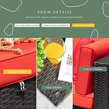 Load image into Gallery viewer, Devoko 7 Pieces Outdoor Sectional Sofa Patio Furniture Sets Manual Weaving Wicker Rattan Patio Conversation Sets with Cushion and Glass Table (Red)