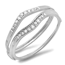 Load image into Gallery viewer, Dazzlingrock Collection 0.12 Carat (ctw) 10K Round White Diamond Ladies Enhancer Guard Wedding Band, White Gold, Size 7