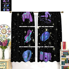 Load image into Gallery viewer, Game Blackout Curtains Gaming Controller Headphone Mouse Watch Gamepad Gamer Light Blocking Curtain Gamer Video Pattern Child Girl Room Decor 2 Panels Set 63x63in