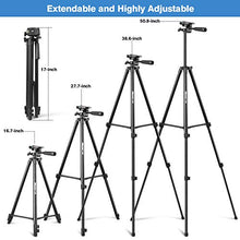 Load image into Gallery viewer, UBeesize 50” Phone Tripod Stand, Aluminum Lightweight Tripod for Camera and Phone, Cell Phone Tripod with Phone Holder and Carry Bag, Compatible with iPhone & Android
