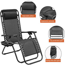 Load image into Gallery viewer, Tuoze Zero Gravity Chairs Adjustable Outdoor Folding Lounge Patio Chairs with Pillow Recliners for Poolside, Beach, Yard Set of 2 (Black)