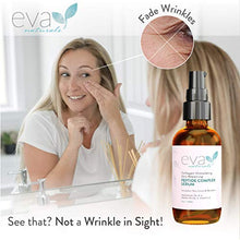 Load image into Gallery viewer, Natural Collagen Peptide Complex Serum, Large 2 oz. Bottle – Anti-Aging Serum for Face + Hyaluronic Acid and Vitamin E Plumps Wrinkles, Repairs and Brightens Skin, and Fades Dark Spots by Eva Naturals