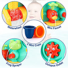 Load image into Gallery viewer, Blasland Baby Bath Toys, Interactive Bathtub Toys for Toddlers Ages 1-3, Fun Gift Water Toys with 2 Strong Suction Cups, Water Wheel, Sprayer, Faucet for Kids Boys and Girls 4 5 6 7 8 Year Old