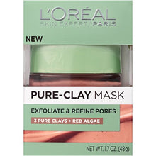 Load image into Gallery viewer, L'Oreal Paris Skincare Pure Clay Face Mask with Red Algae for Clogged Pores to Exfoliate And Refine Pores, Clay Mask, at home face mask, 1.7 oz.