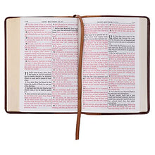 Load image into Gallery viewer, KJV Holy Bible, Compact Large Print, Premium Full Grain Leather Red Letter Edition - Ribbon Marker, King James Version, Saddle Tan/Butterscotch