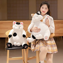 Load image into Gallery viewer, OOPSHANA Stuffed Animal Pillows, Cute Lazy Cat Plush Toys, Stuffed Plush Dolls, Gifts for Children and Girls (heibai-35, Multicolor)