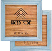 Load image into Gallery viewer, Rustic Wooden Square Picture Frames 8x8 - Set of 2-100% Natural Eco Distressed Wood with Real Glass for Wall Mounting and Tabletop Photo Frame - Blue Turquoise