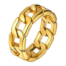 Load image into Gallery viewer, U7 18K Gold Plated 7mm Wide Band Cuban Link Chain Ring, Size 10