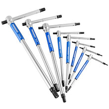 Load image into Gallery viewer, Powerbuilt 8 Pc Metric T-Handle Hex Allen Key Wrench Set w/ Speed Sleeves for Fast Spinning Action, Sliding Top Handle for “T” or “L” Shape, Long Shafts, Storage Rack, Auto, Bicycle, Moto - 941645