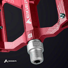 Load image into Gallery viewer, Eigertec One Mountain Bike Pedals Platform Bicycle Flat Alloy Pedals 9/16" Pedals Non-Slip Alloy Flat Pedals CNC (Red)