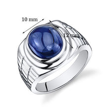 Load image into Gallery viewer, Peora Mens 8.00 Carats Created Sapphire Ring Sterling Silver Size 11