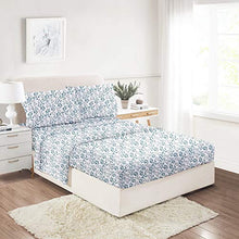 Load image into Gallery viewer, Softan King Bed Sheet Set, 4 PC Green Leaves Printed Brushed Microfiber Elegant Bedding Set, 1 Flat Sheet,1 Deep Pocket Fitted Sheet, and 2 Pillow Cases, Breathable & Silky Soft Feeling Sheets