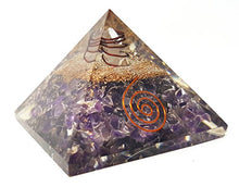 Load image into Gallery viewer, Amethyst Crystal Orgone Reiki Pyramid Kit / Includes 4 Crystal Quartz Energy Points / EMF Protection Meditation Yoga Energy Generator