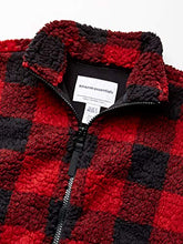 Load image into Gallery viewer, Amazon Essentials Girl's Polar Fleece Lined Sherpa Full-Zip Jacket, Red Buffalo Check, Small