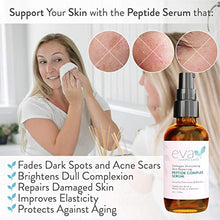 Load image into Gallery viewer, Natural Collagen Peptide Complex Serum, Large 2 oz. Bottle – Anti-Aging Serum for Face + Hyaluronic Acid and Vitamin E Plumps Wrinkles, Repairs and Brightens Skin, and Fades Dark Spots by Eva Naturals