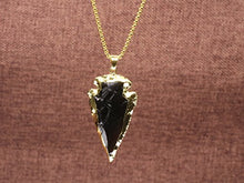 Load image into Gallery viewer, COAI Raw Obsidian Dragonglass Arrowhead Pendant Necklace for Men 31.5"