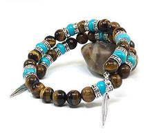 Load image into Gallery viewer, Tiger Eye Turquoise Southwestern Bangle Bracelet for Men & Women