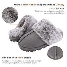 Load image into Gallery viewer, shoeslocker Slippers for Women Size 7 Multi-layer Memory Foam Fluffy Plush Lined House Slippers for Women Indoor Outdoor Grey