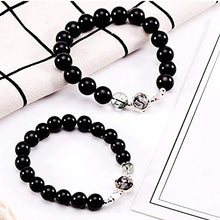 Load image into Gallery viewer, Feng Shui Black Obsidian Wealth Bracelet Natural Moonstone Black Crystal Green Ghost 925 Silver Attract Lucky Gift for Man Woman Couple Best Friend,Black Crystal 1