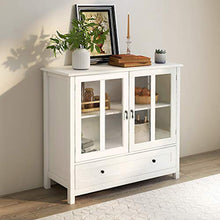 Load image into Gallery viewer, Modern Storage Cabinet, Decorative Console Table with Metal Handles, Glass Doors, Compartments and Drawer, Buffet Sideboard for Kitchen Dining Room Hallway Entryway (41.43" L X 15.55" W X 35.43" H)