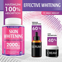 Load image into Gallery viewer, Glutathione Whitening Pills - 2000mg Glutathione - Better than Skin Lightening Cream - Dark Spots & Acne Scar Remover, Hyperpigmentation Treatment - Anti-aging Effect and Powerful Antioxidant - 60caps