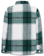 Load image into Gallery viewer, SANGTREE Girl's Plaid Jacket Shackets Flannel Button Down Long Sleeve Classic Print Shirt Coat Tops, Yf8 Plaid Jacket -Green White, 2-3T = Tag 100