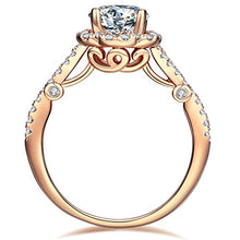 Load image into Gallery viewer, AllenCOCO Halo Engagement Rings 14k Gold Plated 1.25ct Simulated Diamond Wedding Rings (R6.5)